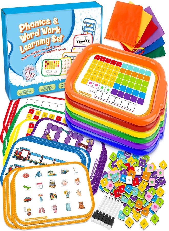 Edulok Phonics Magnetic Letter Tiles,6 Set Magnetic Letter Trays Word Work Study in Groups,Phonics Manipulatives Magnets for Kids Teaching Tiles,Phonemic Awareness,Science of Reading Classroom Must Haves - Image 1